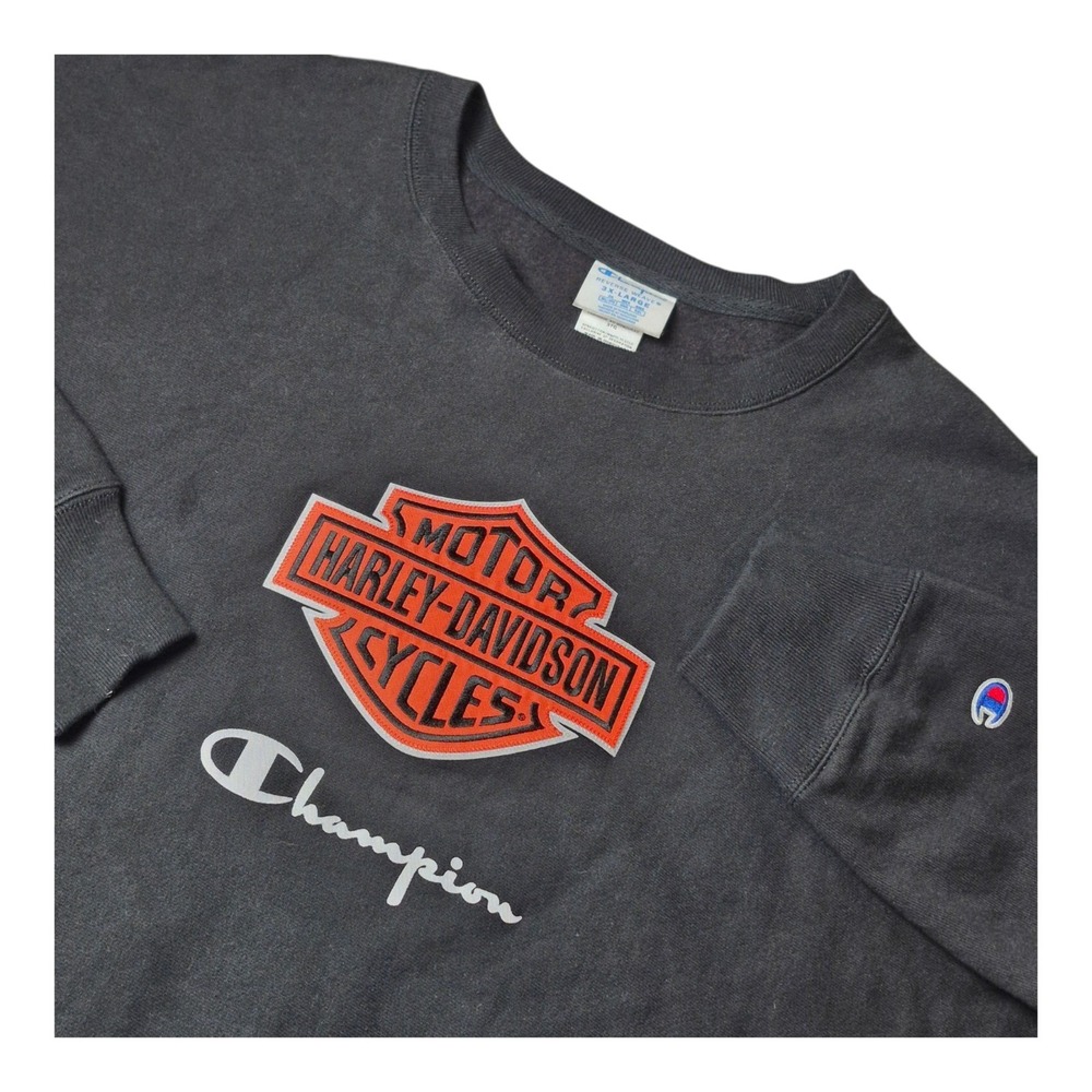 Harley Davidson Men 3XL Champion Reverse Weave Sweatshirt Graphic Logo Black